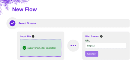 Sprucely.io allows you to easily define the data source, be it a local file or a web stream